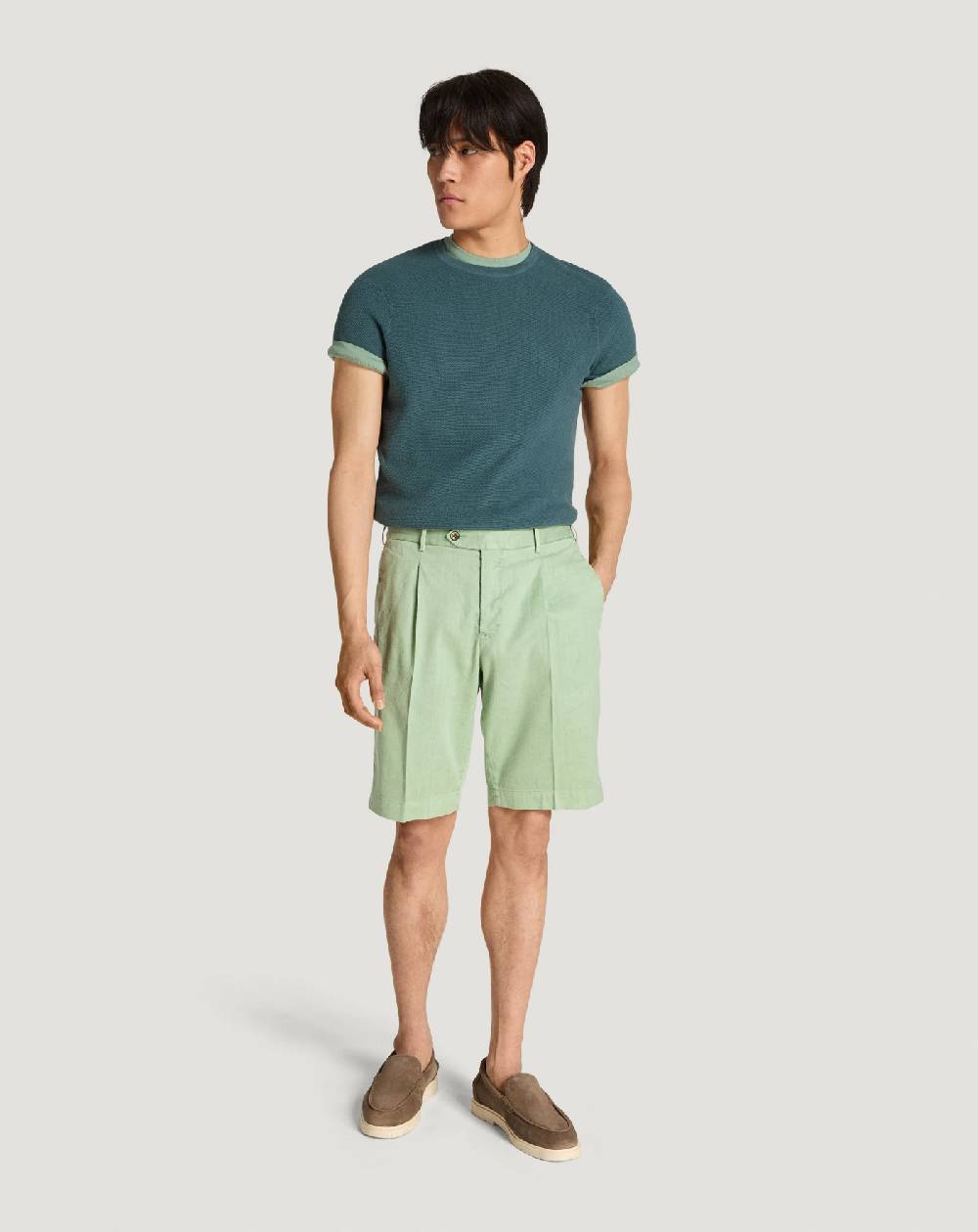 Pt Torino Bermuda in lino stretch délavé Online