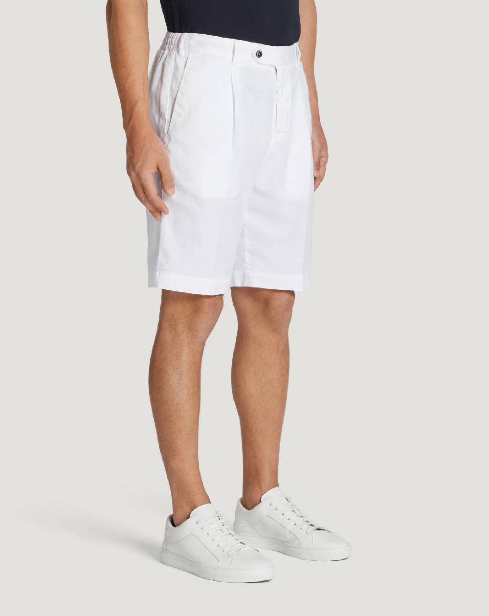 Pt Torino Bermuda in lino stretch délavé Saldi Di Fabbrica