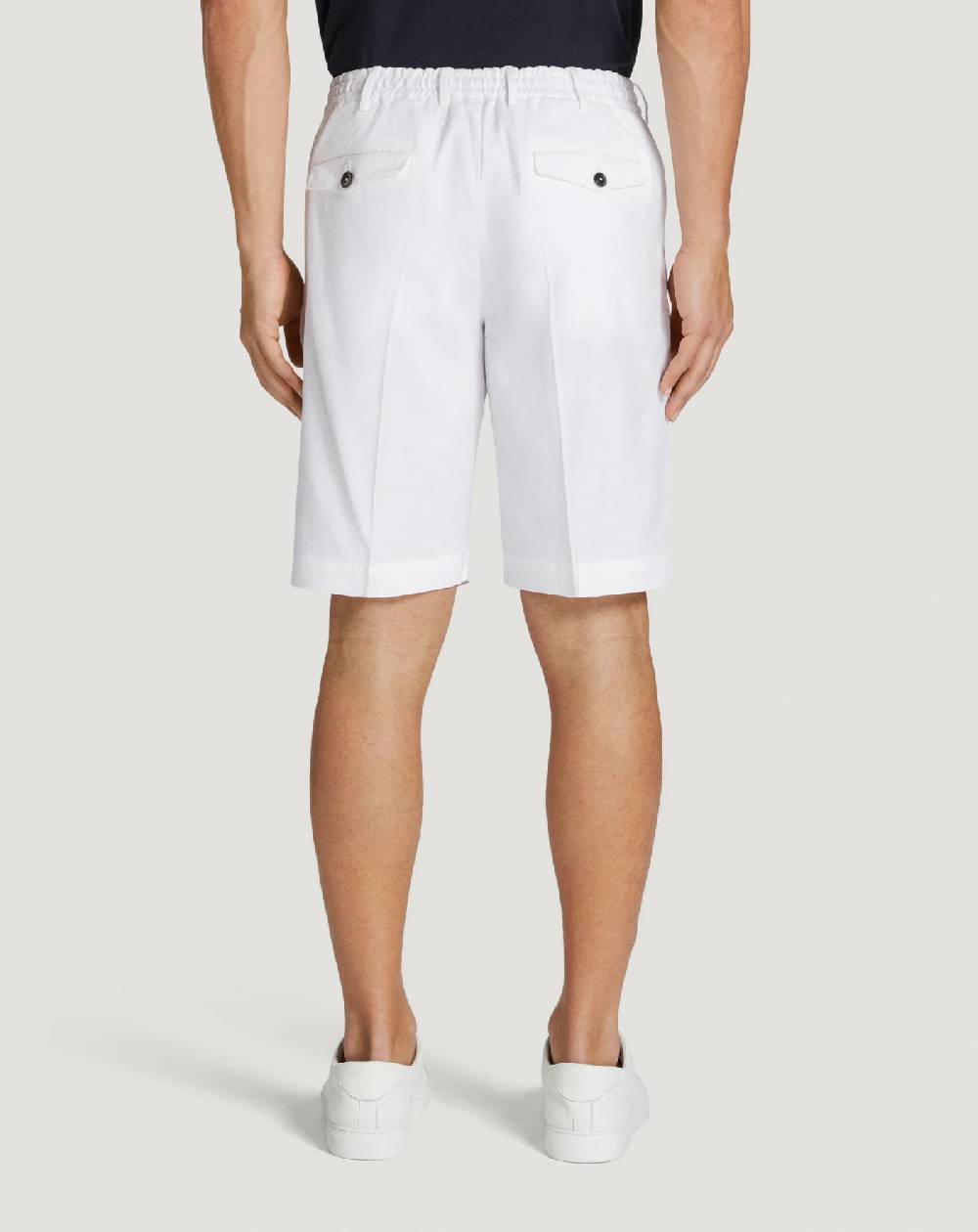 Pt Torino Bermuda in lino stretch délavé Saldi Di Fabbrica