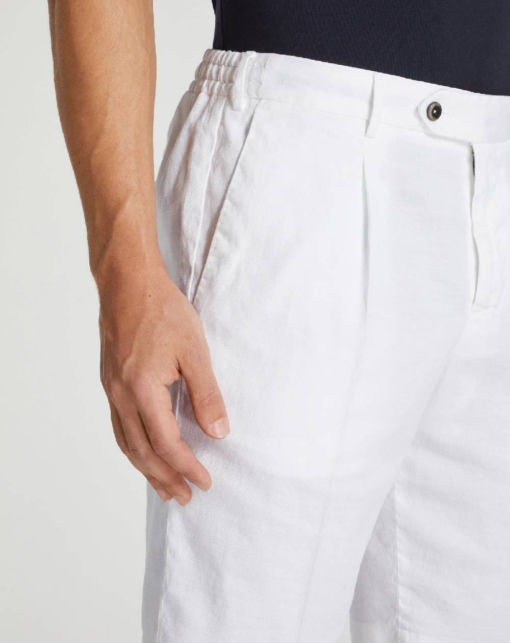 Pt Torino Bermuda in lino stretch délavé Saldi Di Fabbrica