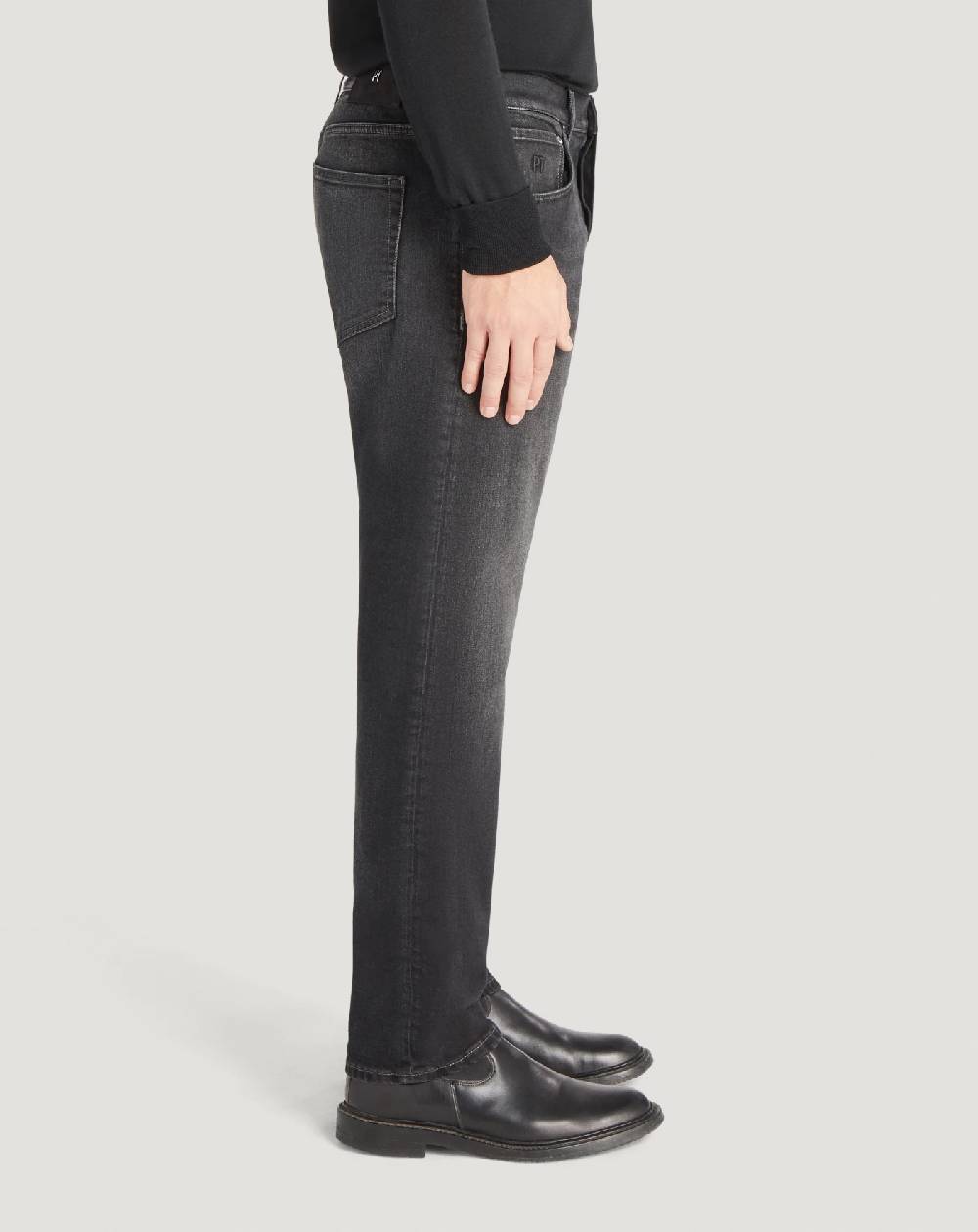 Pt Torino Jeans Breakbeat in black denim double In Vendita