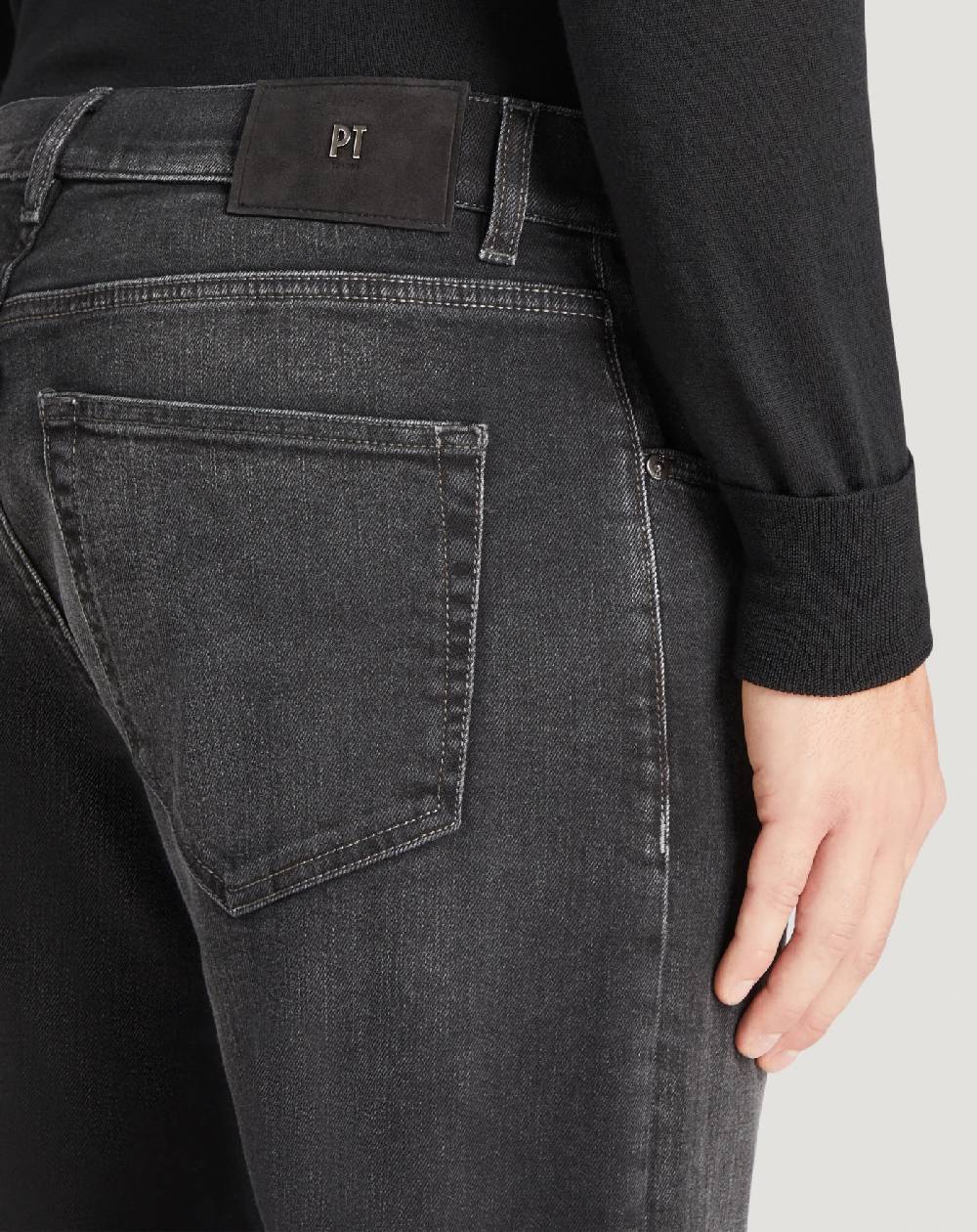Pt Torino Jeans Breakbeat in black denim double In Vendita