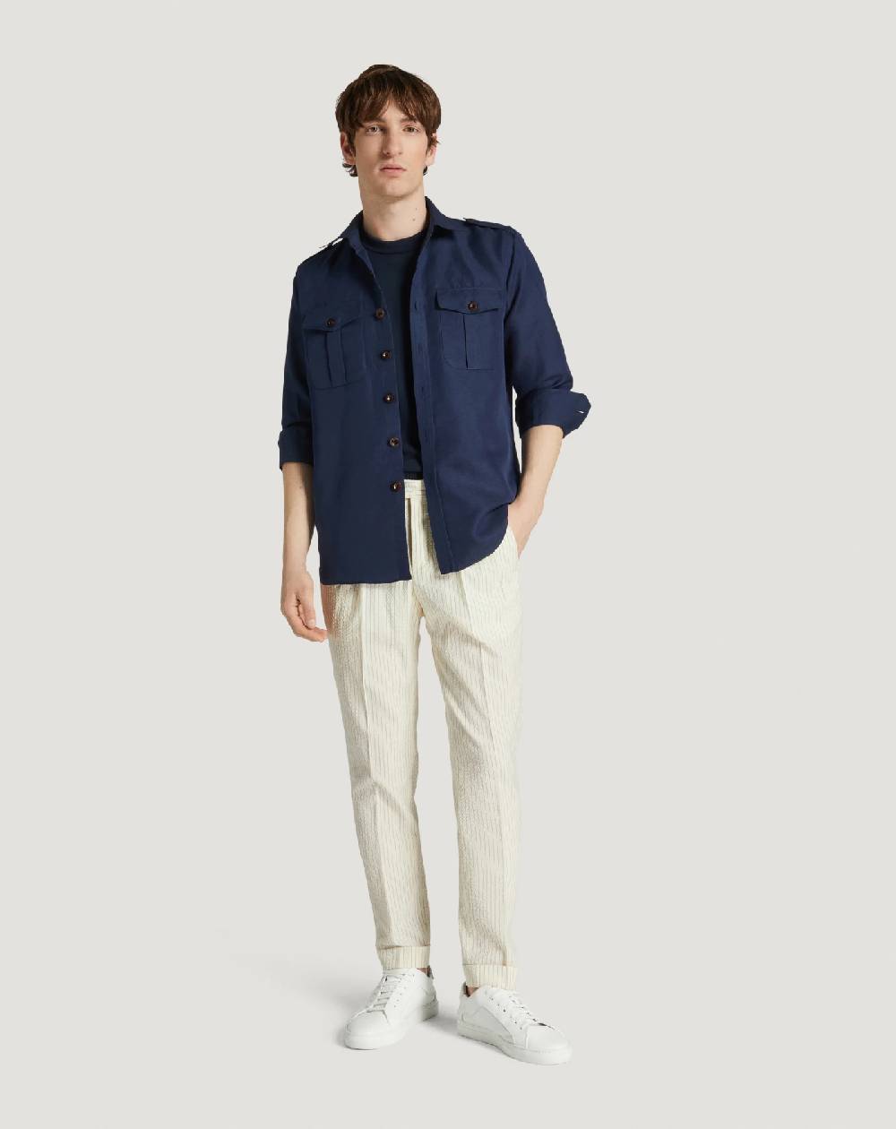 Pt Torino Pantaloni Master in lana seersucker Promozione Limitata