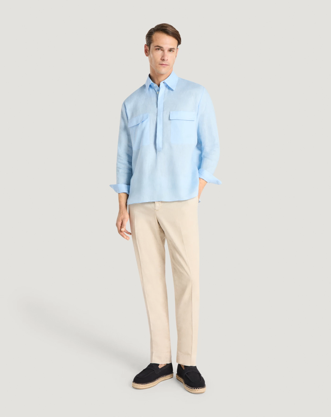 Pt Torino Pantaloni Slim in lino stretch délavé Presa