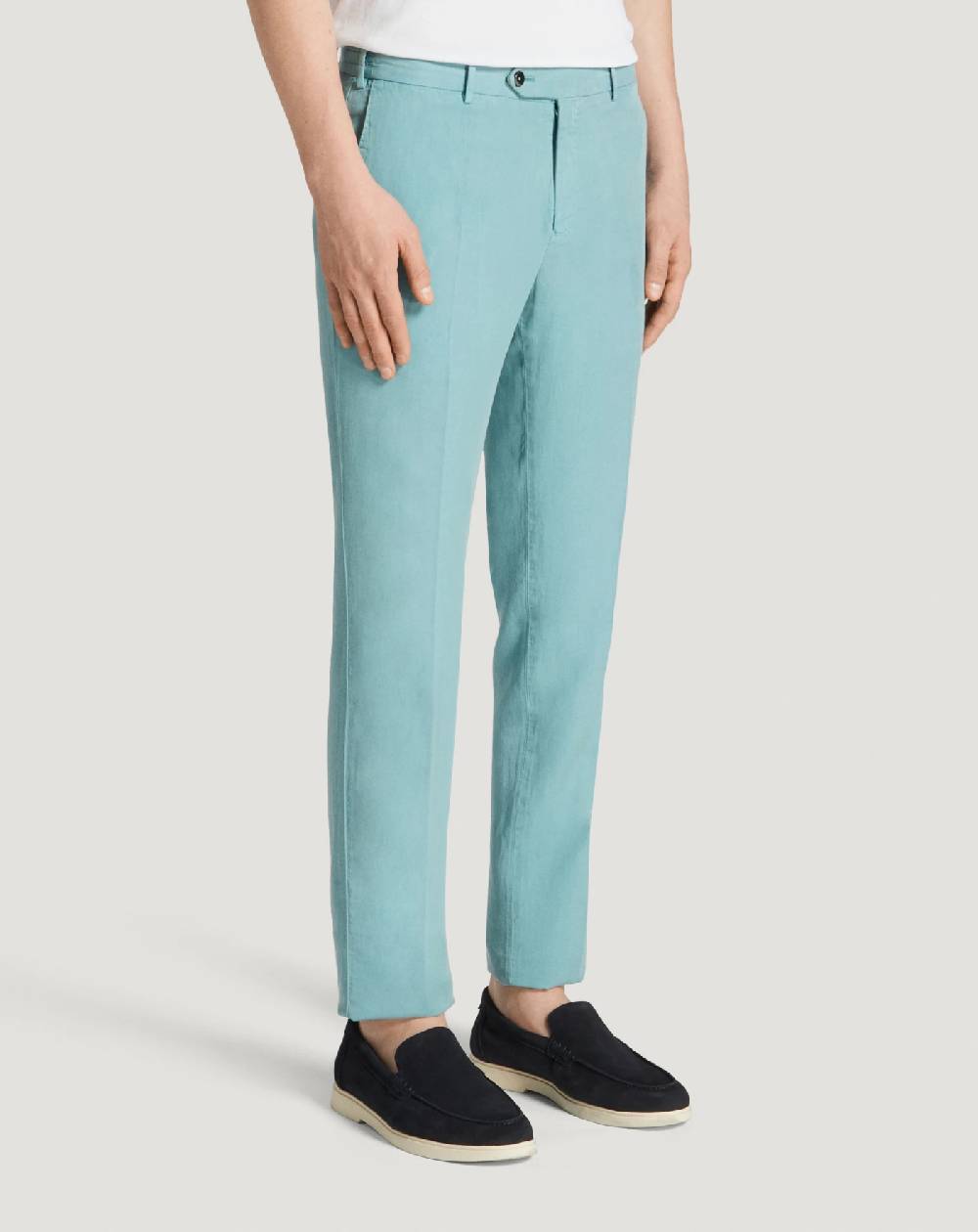 Pt Torino Pantaloni Slim in cotone e lino batavia Offerte