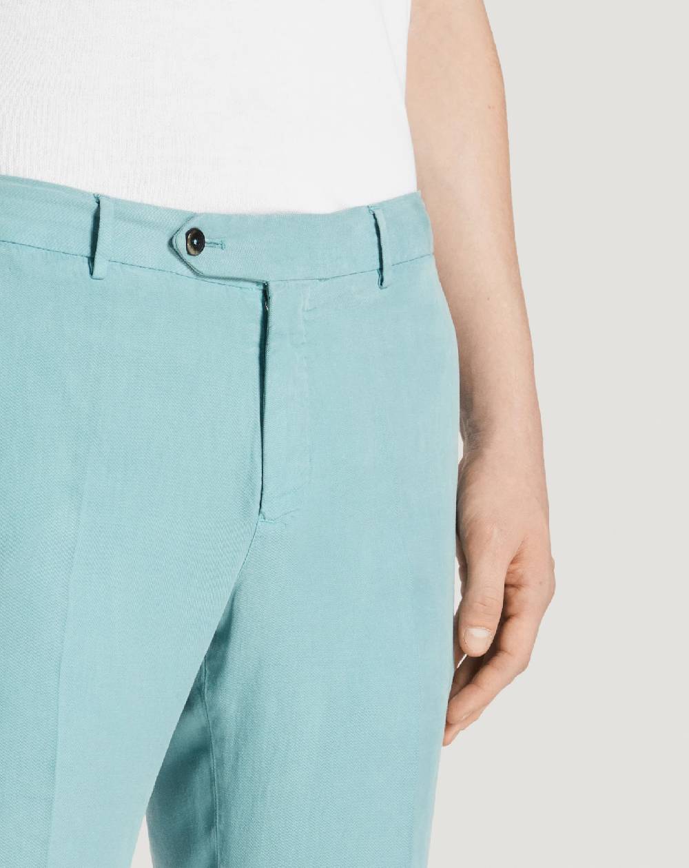 Pt Torino Pantaloni Slim in cotone e lino batavia Offerte