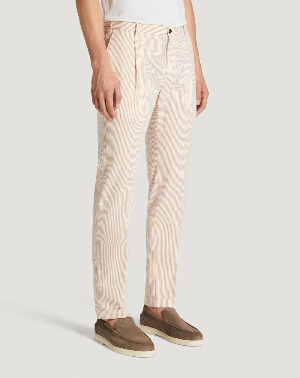 Pt Torino Pantaloni Slim in cotone seersucker a righe Negozio
