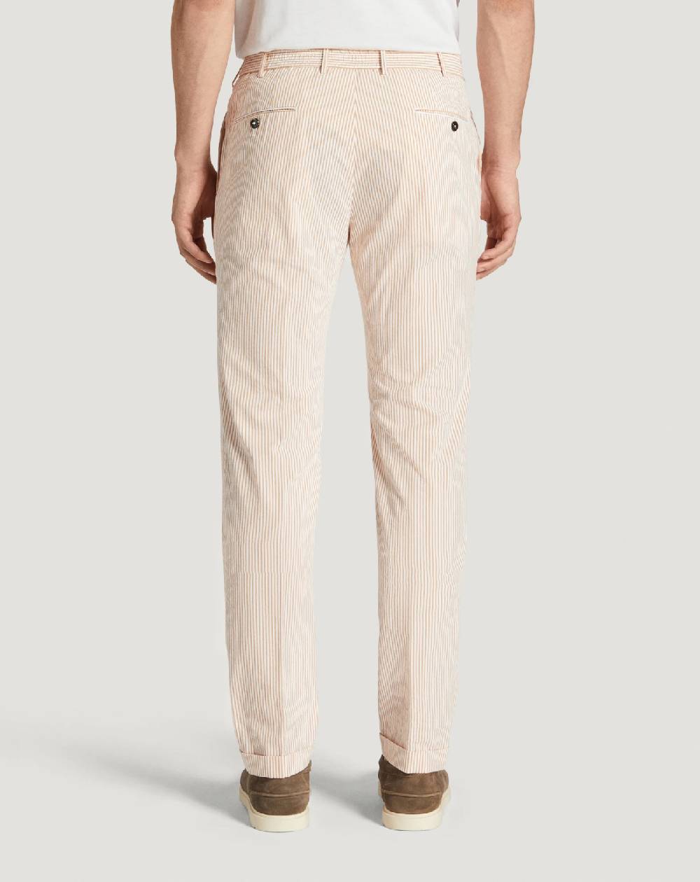 Pt Torino Pantaloni Slim in cotone seersucker a righe Negozio