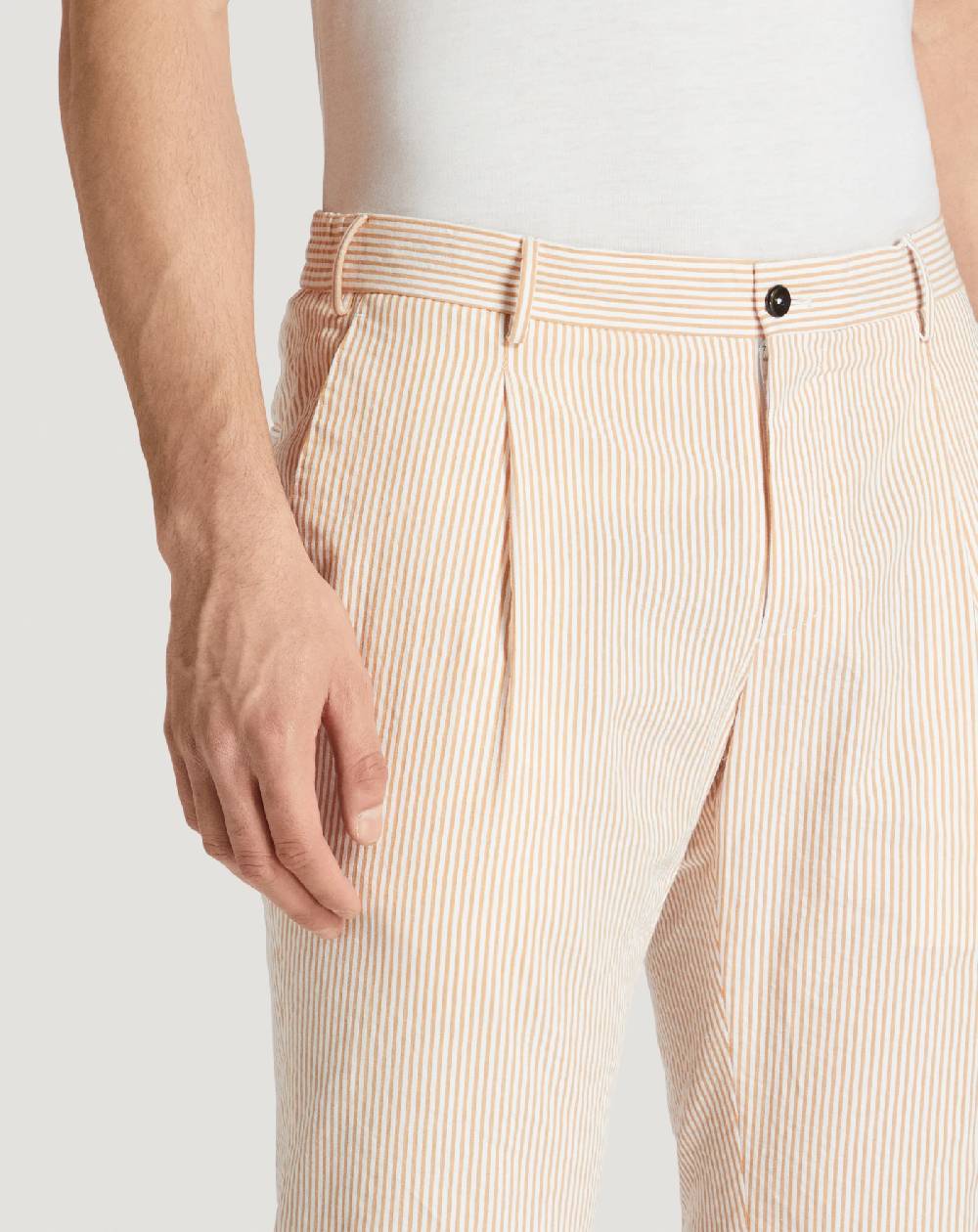 Pt Torino Pantaloni Slim in cotone seersucker a righe Negozio