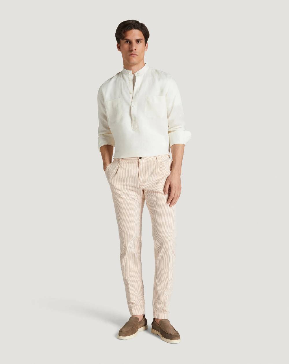 Pt Torino Pantaloni Slim in cotone seersucker a righe Negozio