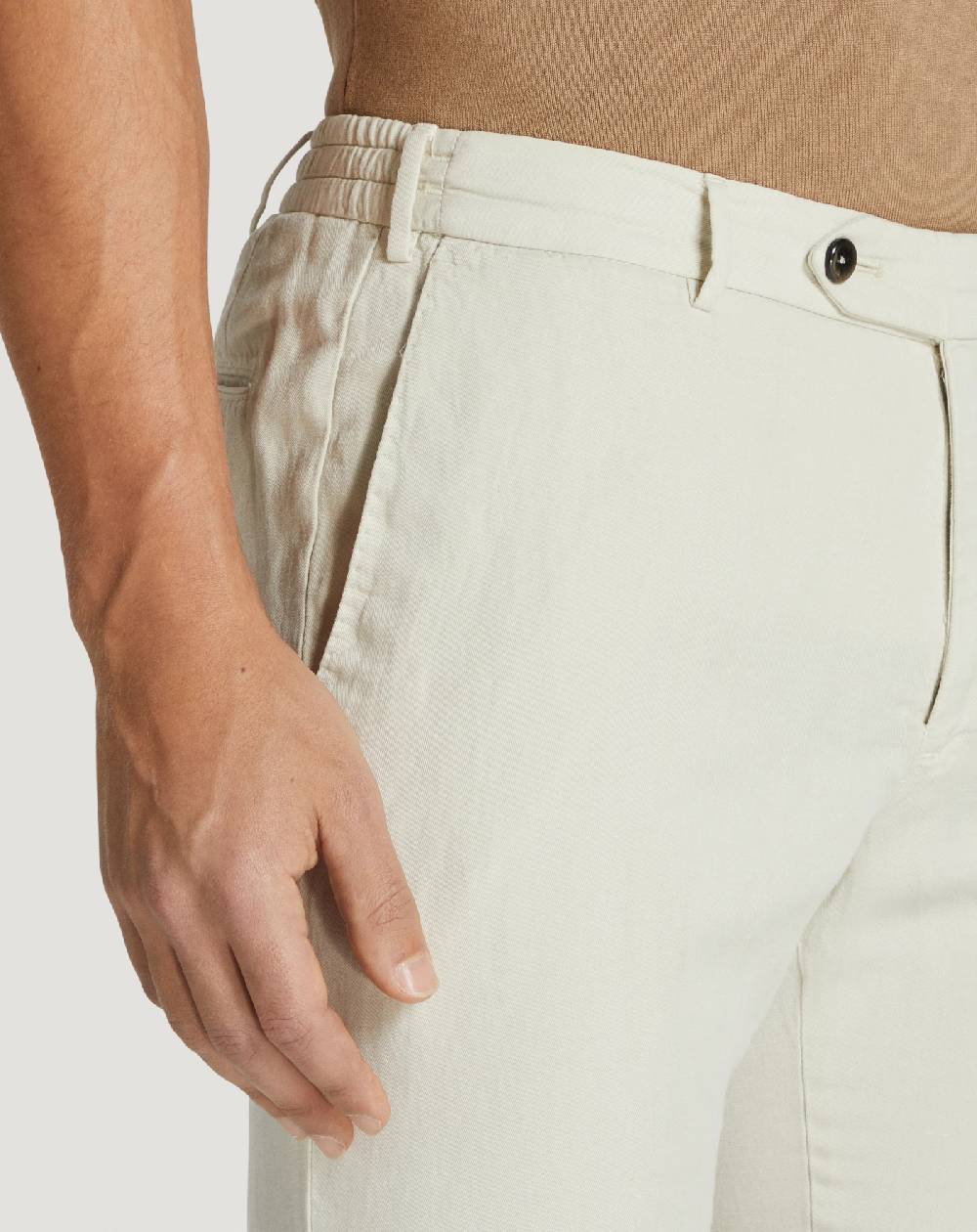 Pt Torino Pantaloni Slim in cotone e lino batavia In Saldo