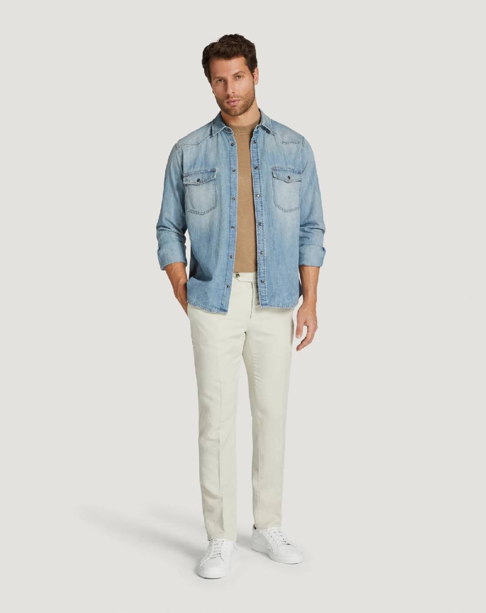 Pt Torino Pantaloni Slim in cotone e lino batavia In Saldo