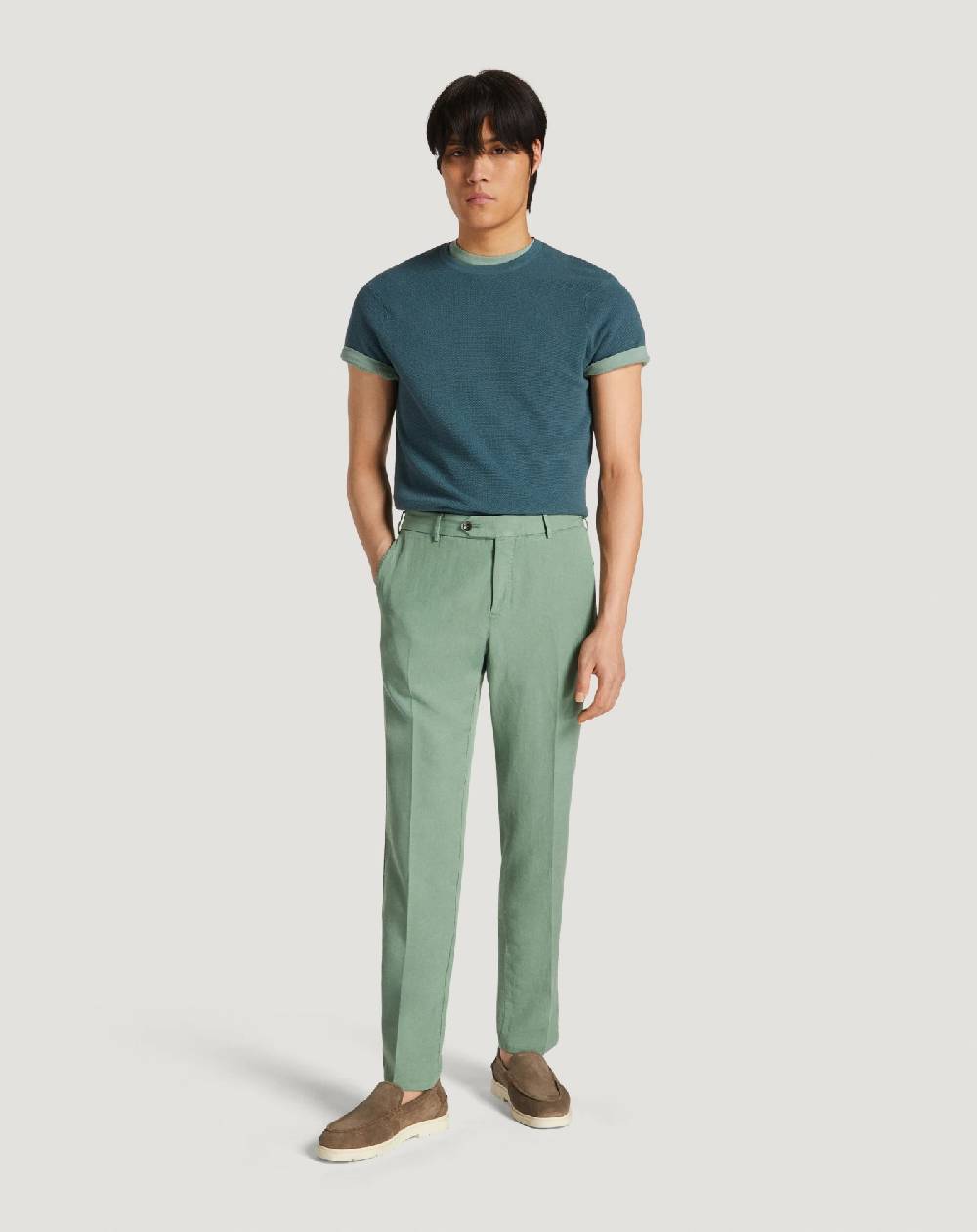 Pt Torino Pantaloni Slim in cotone e lino batavia 2025
