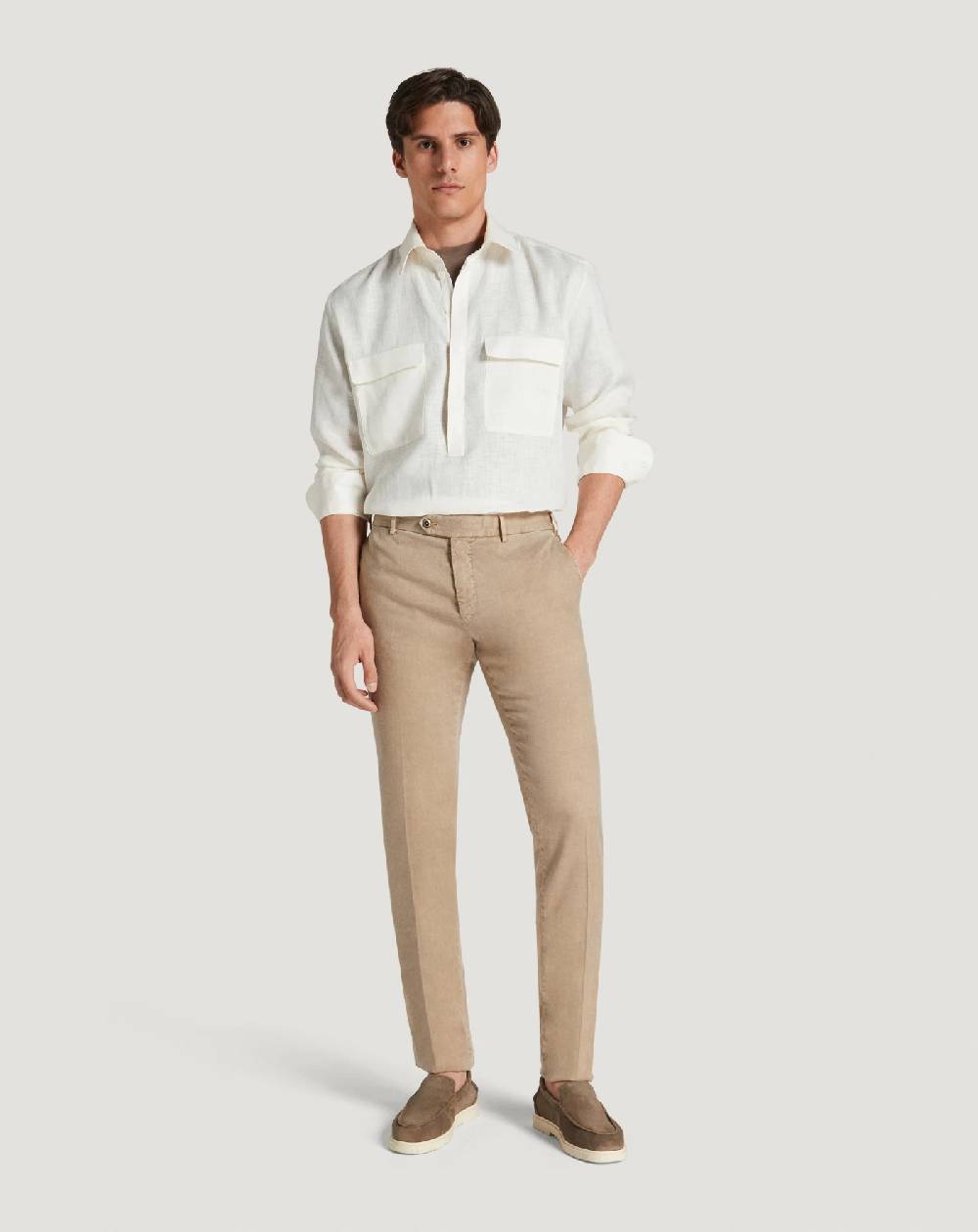 Pt Torino Pantaloni Slim in lino stretch délavé Affare Del Giorno