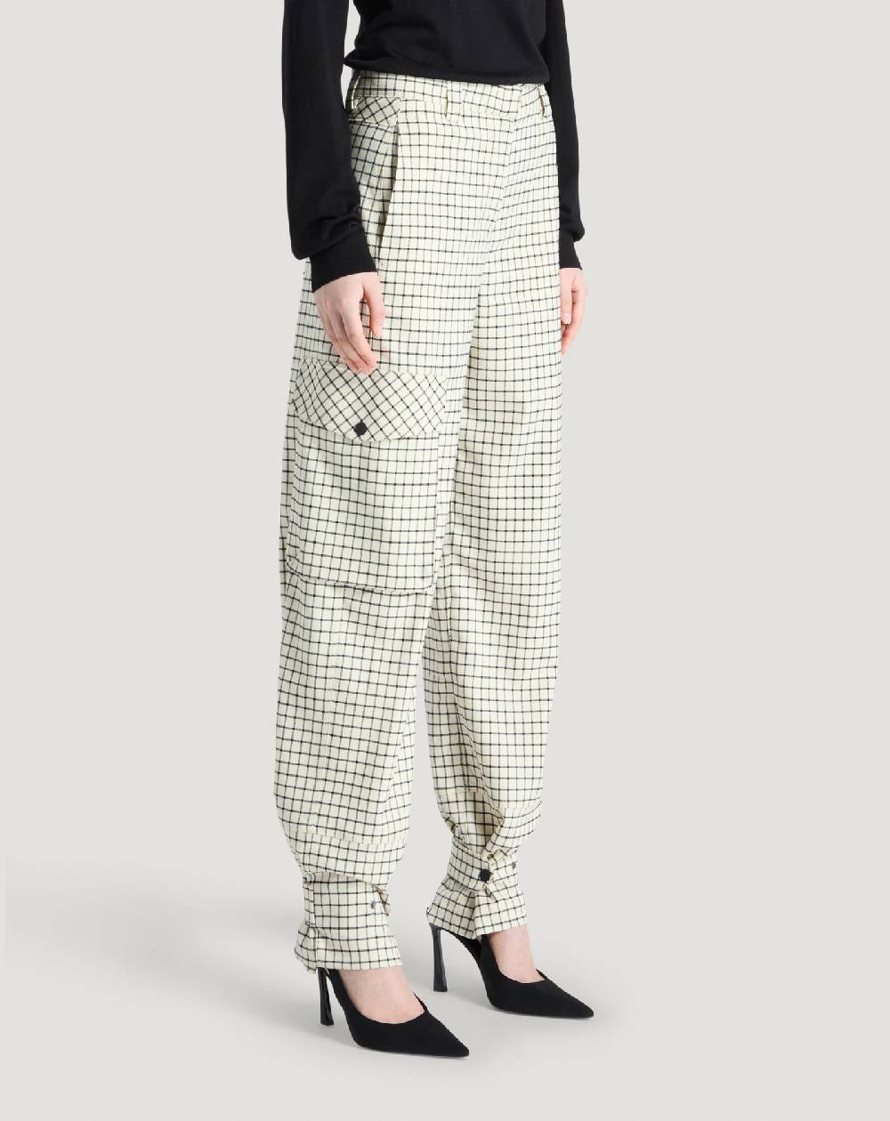 Pt Torino Pantaloni Giselle in lana stretch check Outlet
