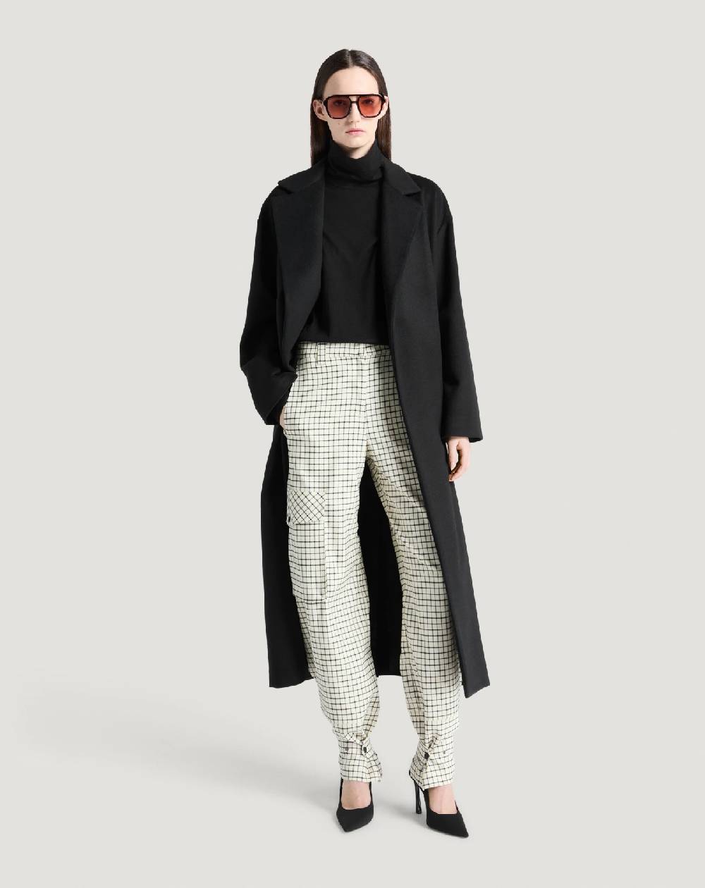 Pt Torino Pantaloni Giselle in lana stretch check Outlet