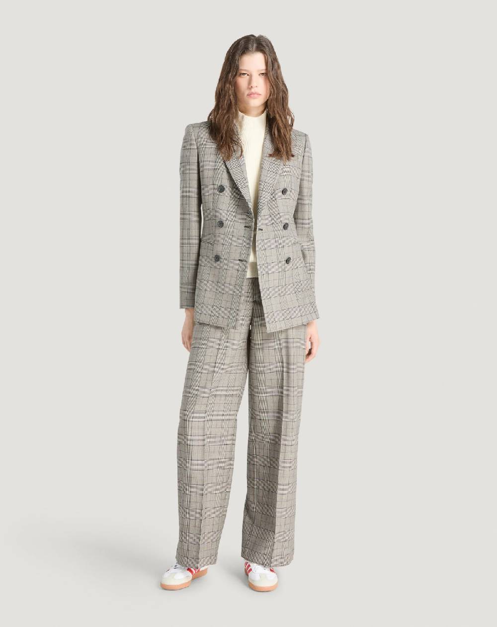 Pt Torino Pantaloni Lorenza in lana check Vendita Calda