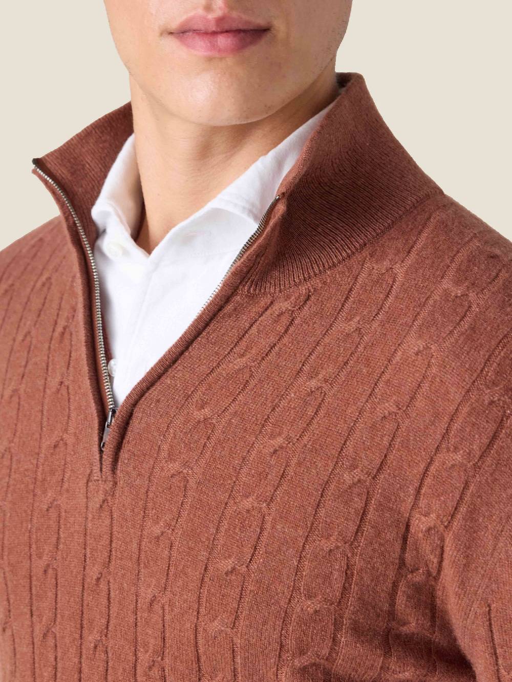 Luca Faloni Cable Knit Zip-up2-Ply Cashmere Outlet