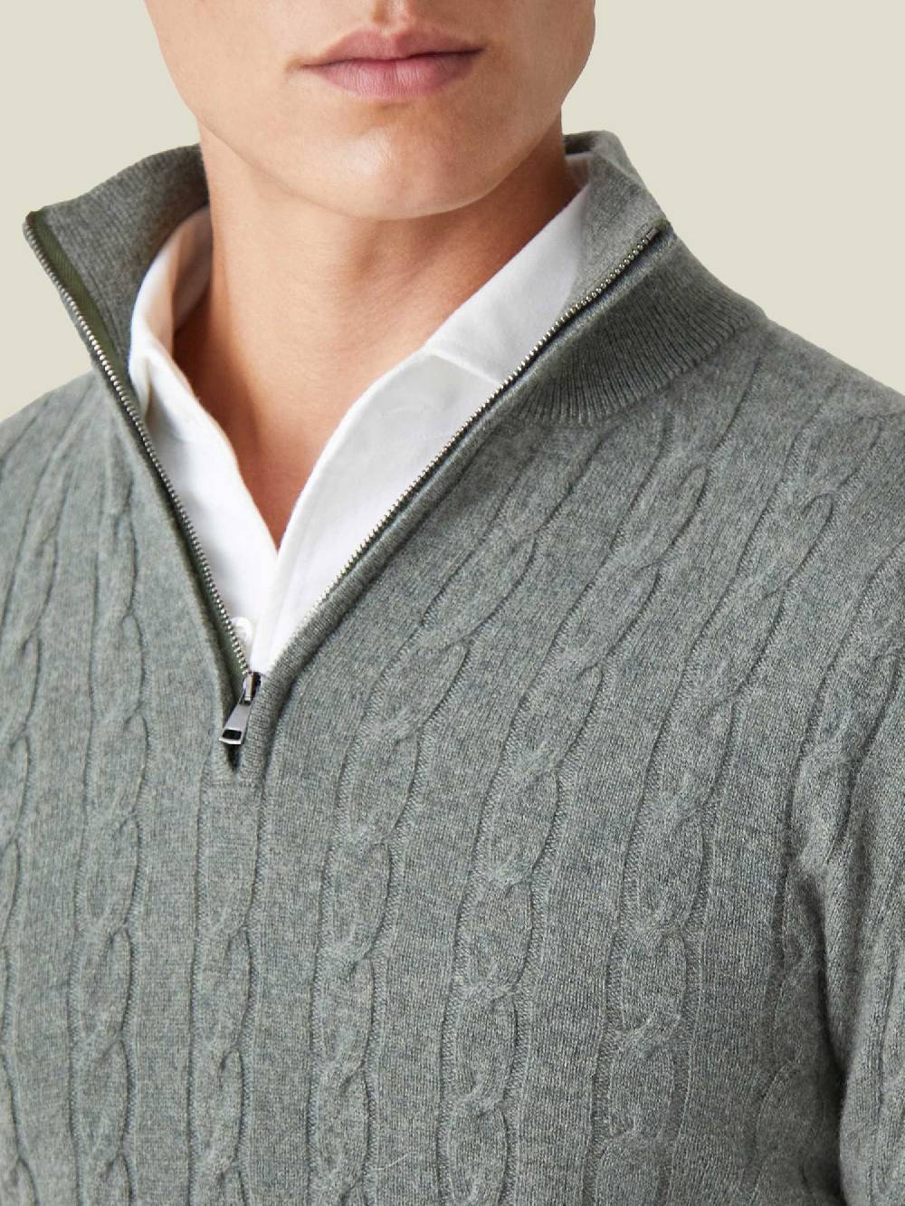 Luca Faloni maglia mezzocollo a trecce con zipcashmere a 2 fili Offerte