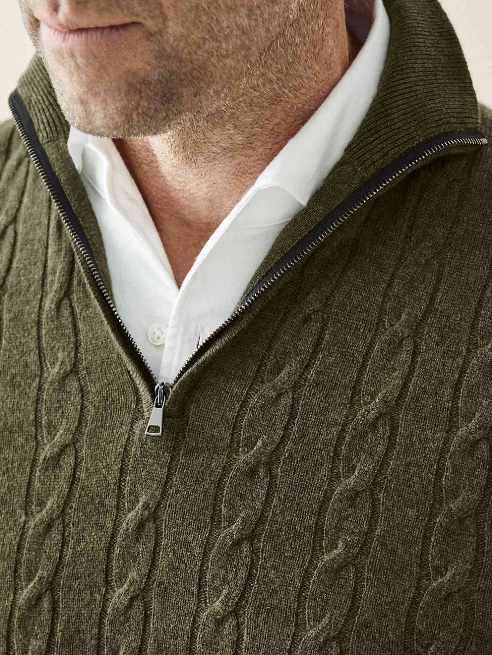 Luca Faloni maglia mezzocollo a trecce con zipcashmere a 2 fili Saldi Di Fabbrica