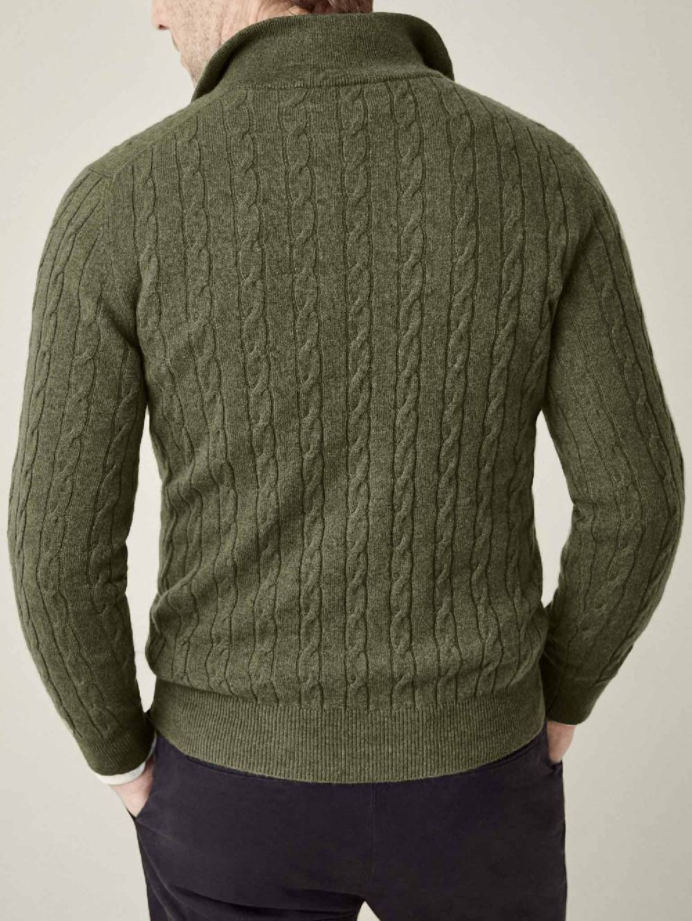 Luca Faloni maglia mezzocollo a trecce con zipcashmere a 2 fili Saldi Di Fabbrica