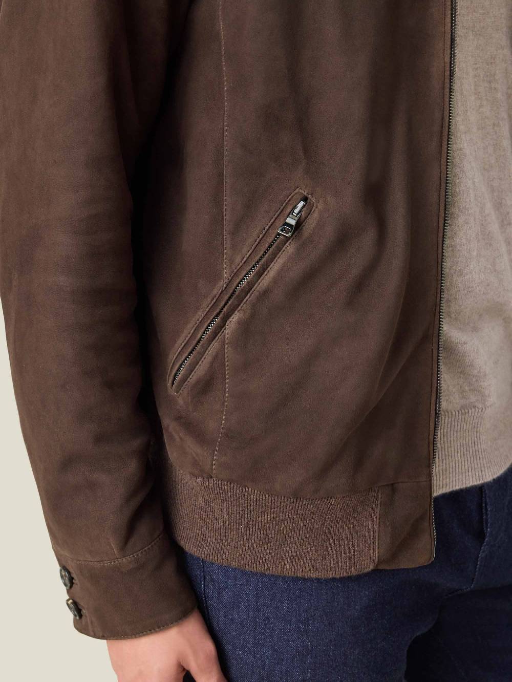 Luca Faloni Classic Bomber JacketGoatskin Suede Leather Acquista Ora
