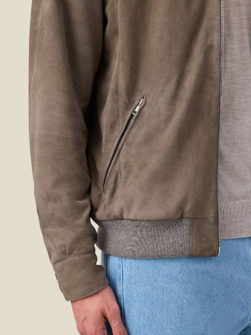 Luca Faloni Giacca bomber classicaPelle scamosciata di capra Promozione Limitata
