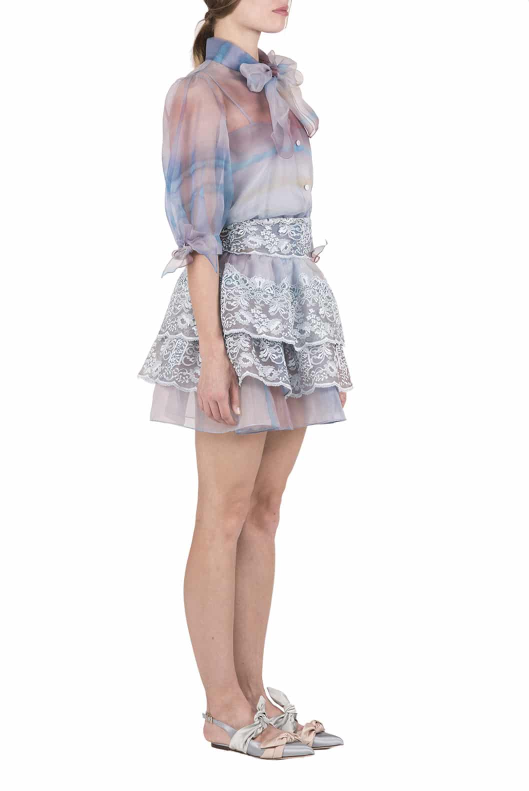 ﻿Luisa Beccaria Camicetta con cravatta in organza color melt Acquista Ora