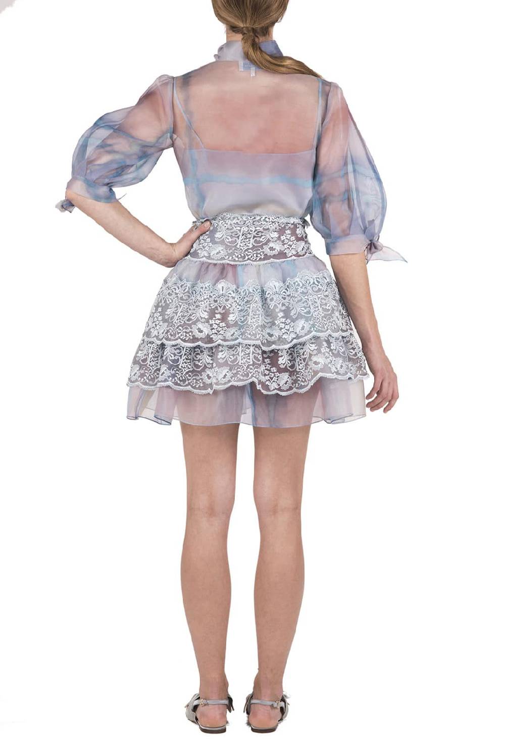 ﻿Luisa Beccaria Camicetta con cravatta in organza color melt Acquista Ora