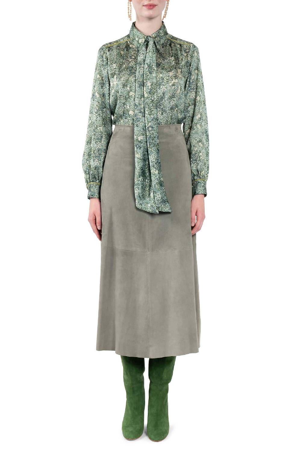 Luisa Beccaria Gonna in pelle scamosciata verde Affare Del Giorno