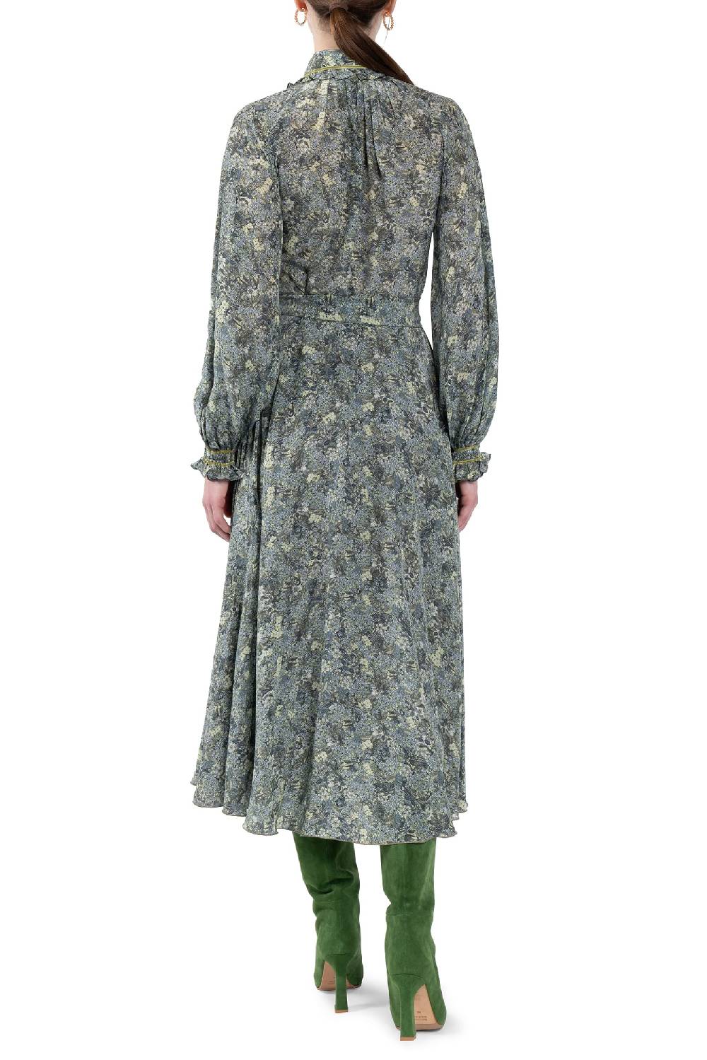 Luisa Beccaria Abito Chemisier in crepe de chine a micro fiori Economico