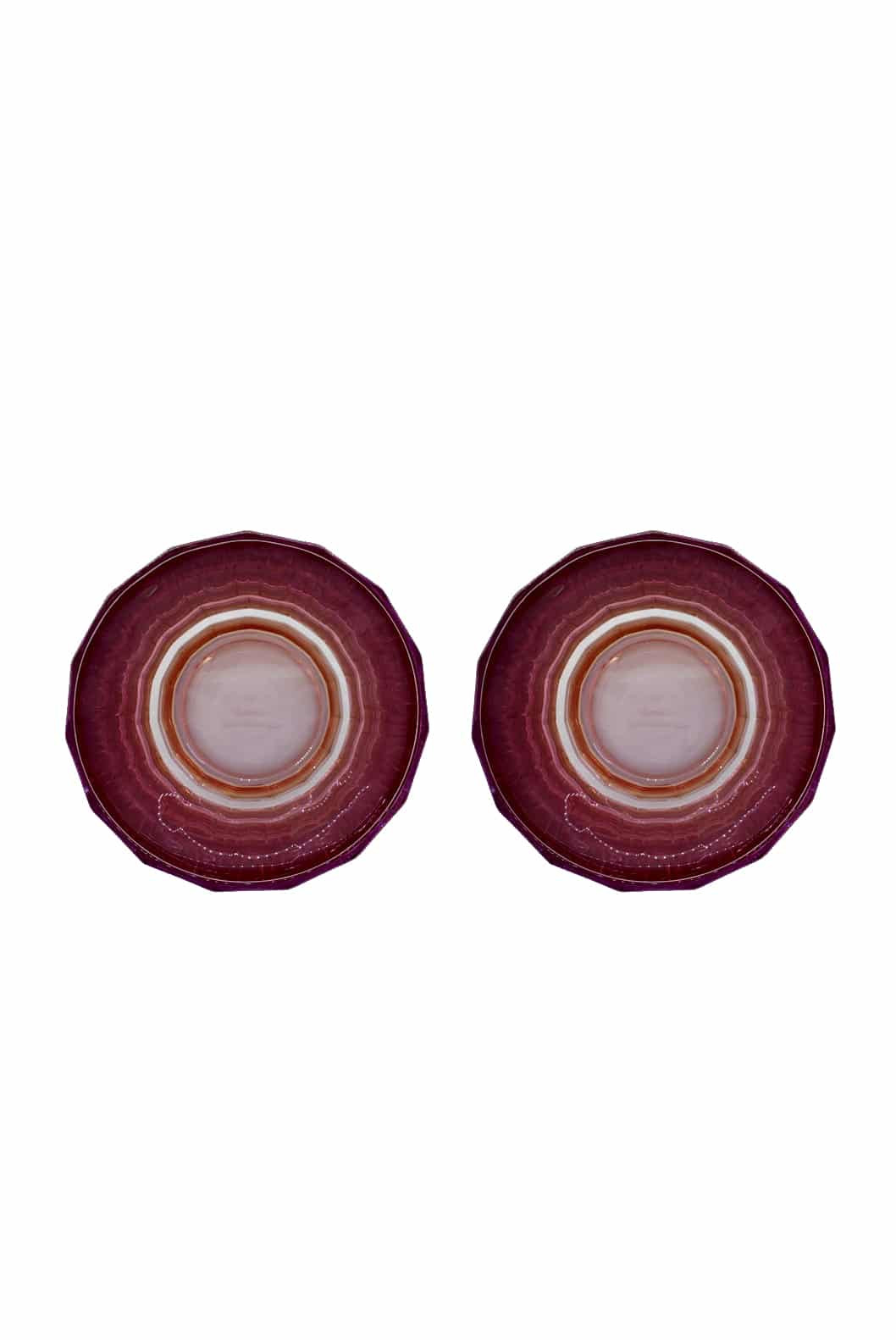 Luisa Beccaria Shade Red To Pink Set Di Due Bicchieri Duccio Piccoli Con Base In Linea