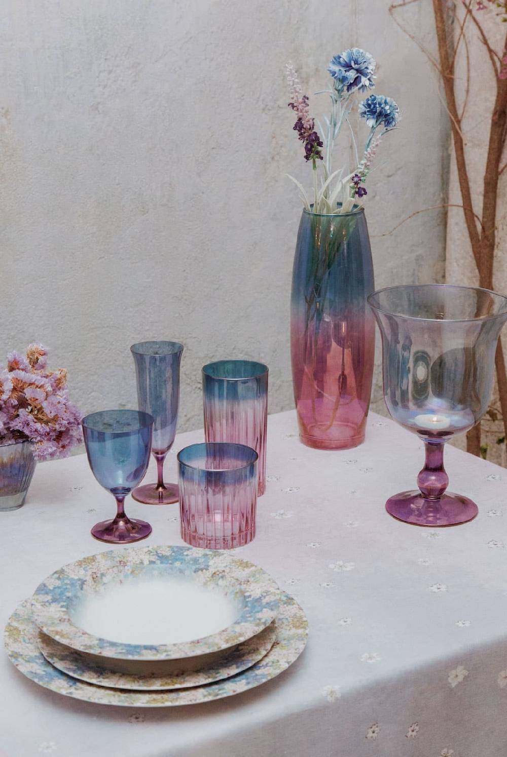 Luisa Beccaria Ombra Viola Al Blu Set Di Due Bicchieri Di Vino Negozi Online