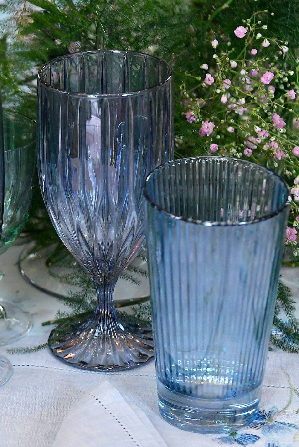Luisa Beccaria Set Blu Di Due Bicchieri D'acqua Iside Vendita Economica