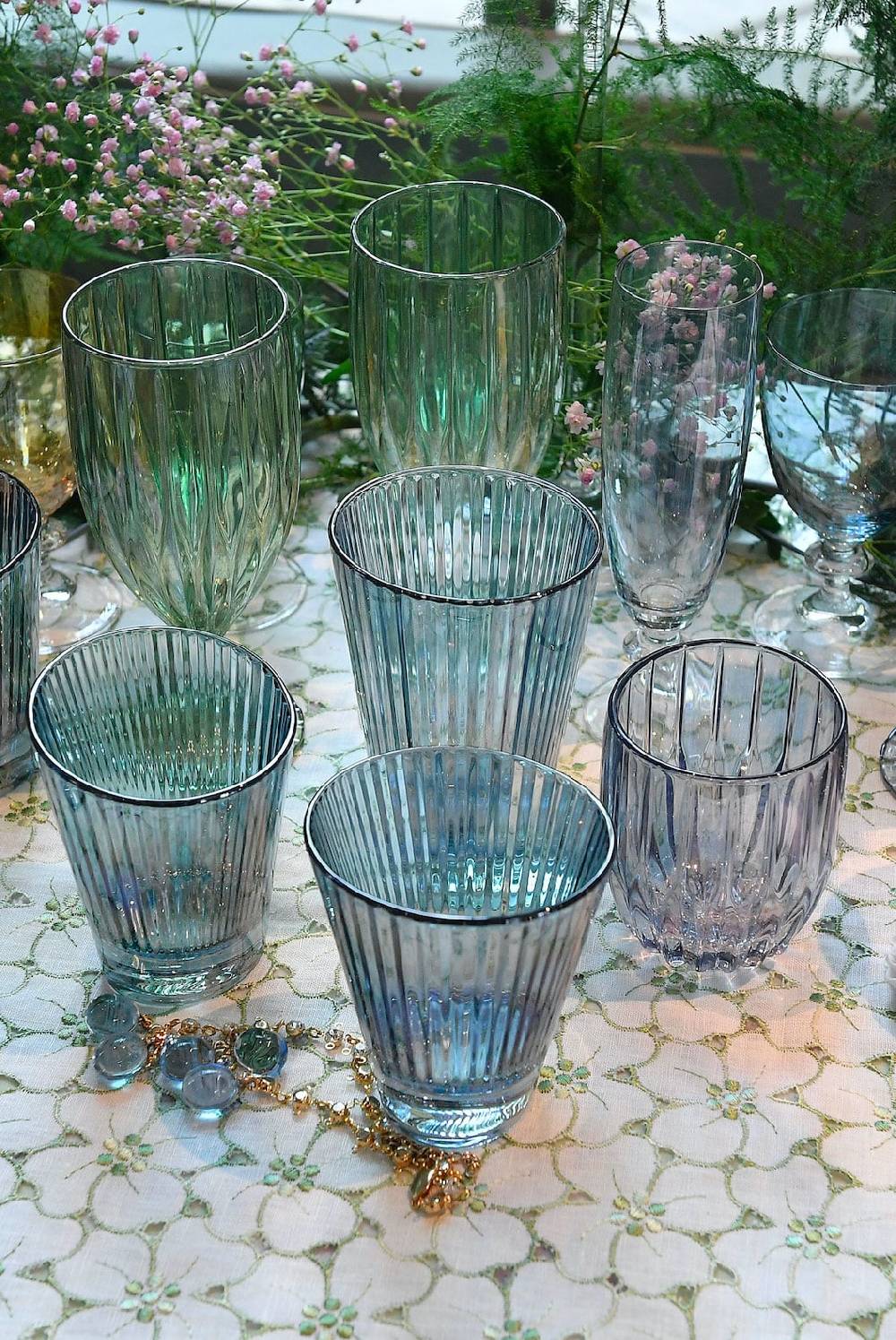Luisa Beccaria Set Blu Di Due Bicchieri D'acqua Iside Vendita Economica