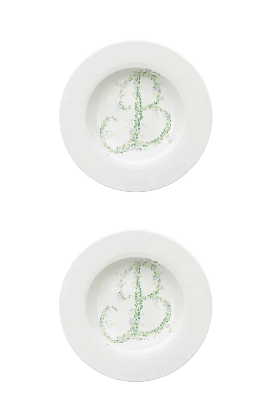 Luisa Beccaria Piatto fondo con fiori monogramma Nuova