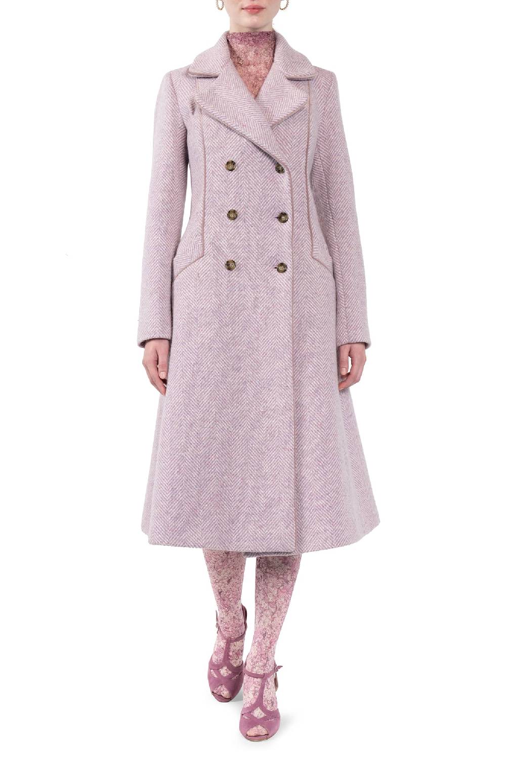 Luisa Beccaria Tweed a spina di pesce Redingnote Fino Al -60%