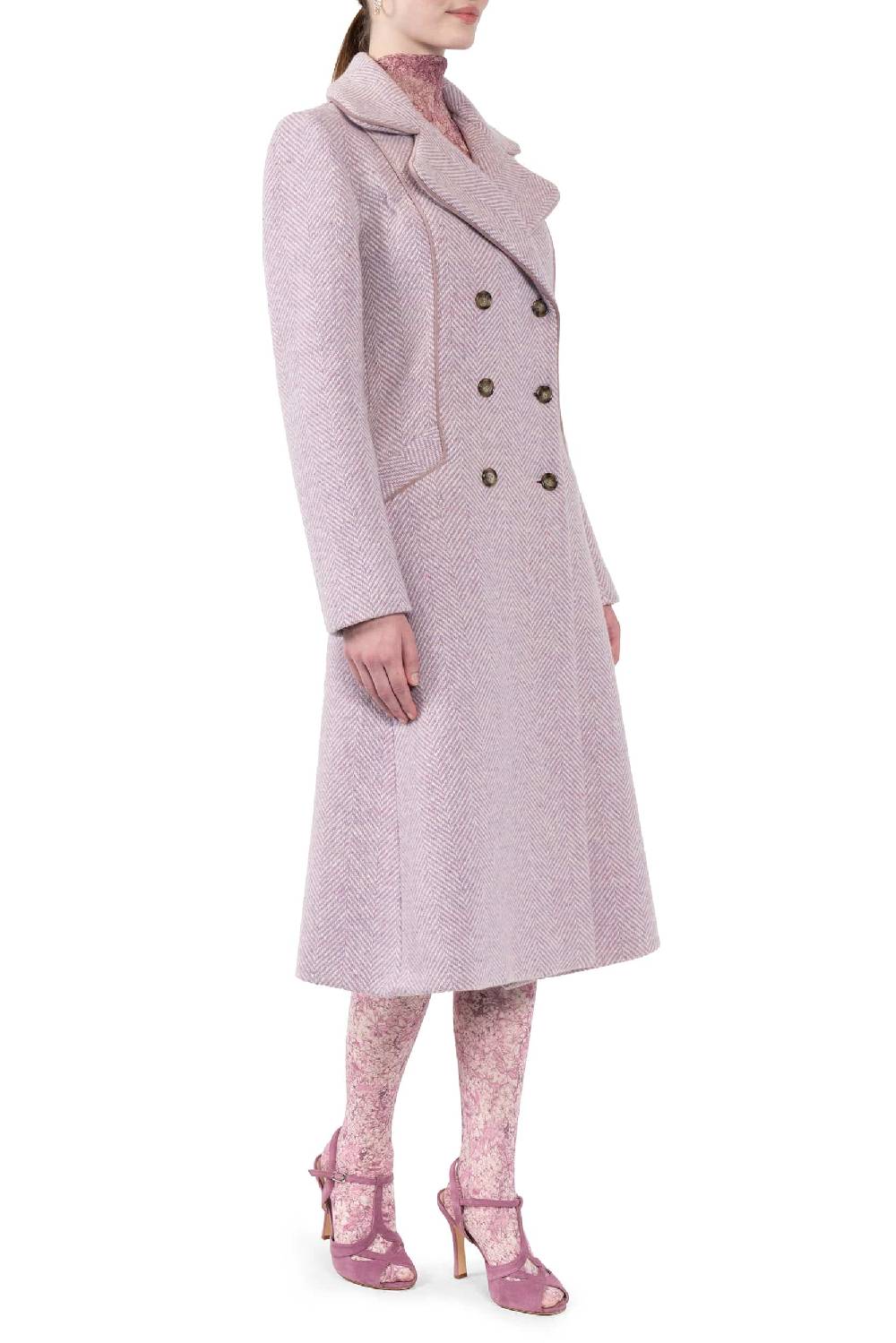 Luisa Beccaria Tweed a spina di pesce Redingnote Fino Al -60%