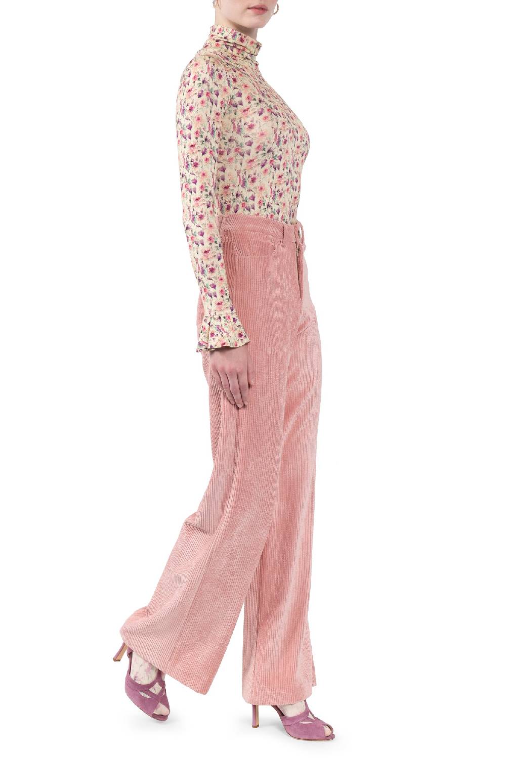 Luisa Beccaria Dolcevita in jersey stampato con rose selvatiche color crema Sottocosto