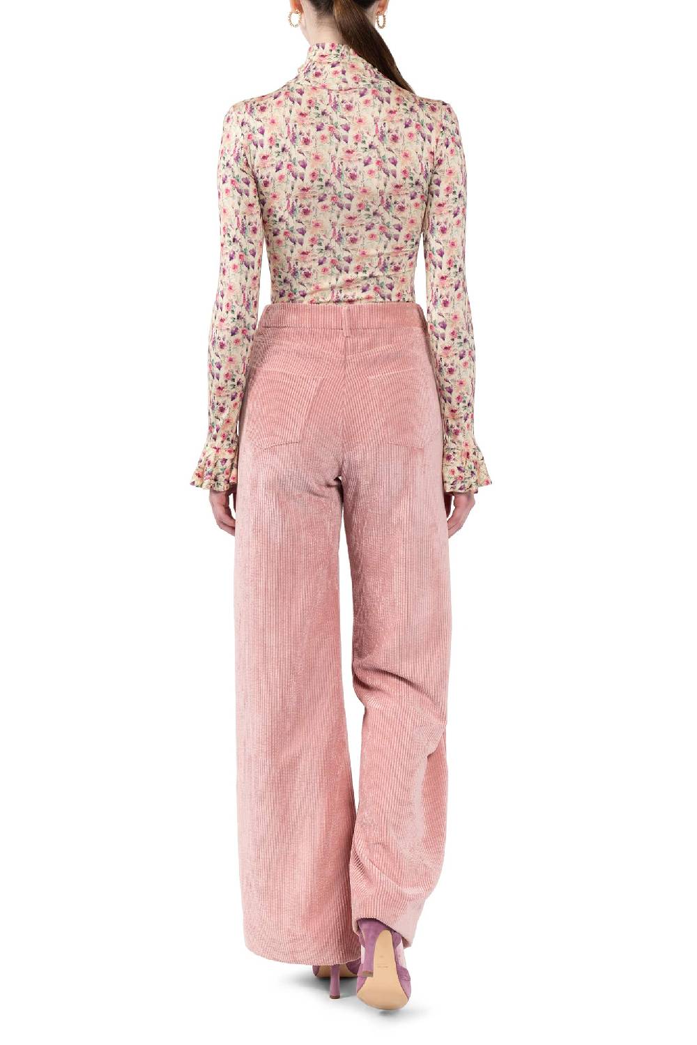Luisa Beccaria Dolcevita in jersey stampato con rose selvatiche color crema Sottocosto