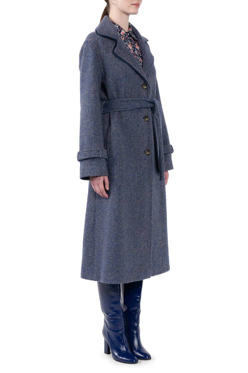 Luisa Beccaria Cappotto lungo in tweed a spina di pesce Convenienza