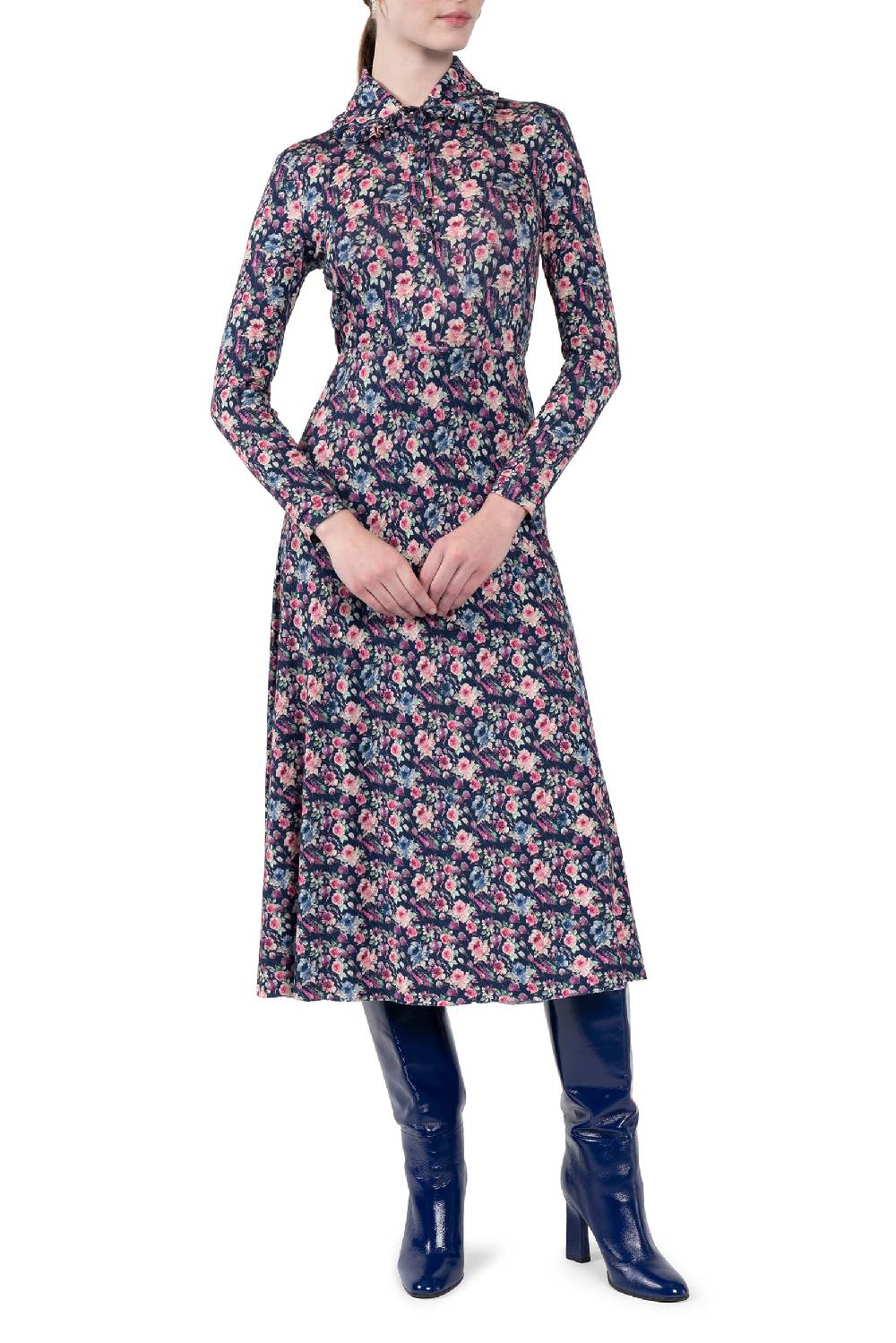 Luisa Beccaria Polo in jersey con stampa floreale micro Presa