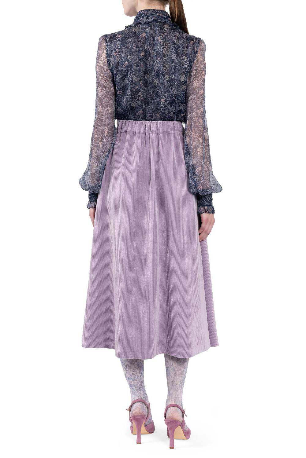Luisa Beccaria Camicia in chiffon stampato con volant Sconto