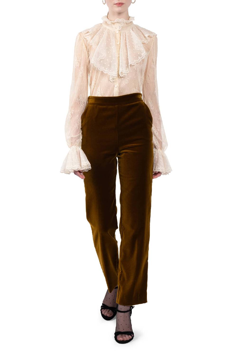 Luisa Beccaria Camicia con volant in pizzo Promozione