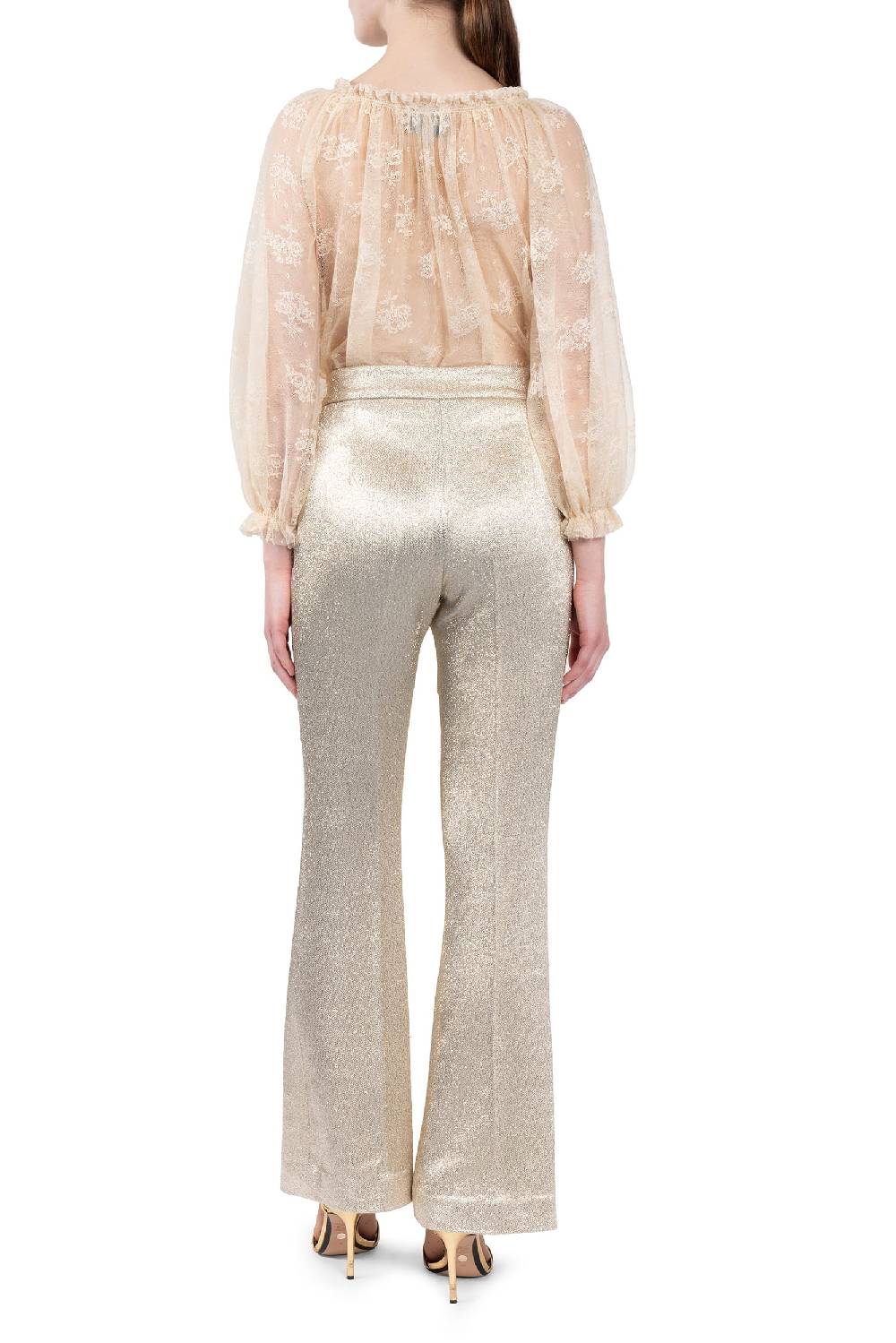 Luisa Beccaria Pantaloni in lana lurex con frange Consegna Veloce