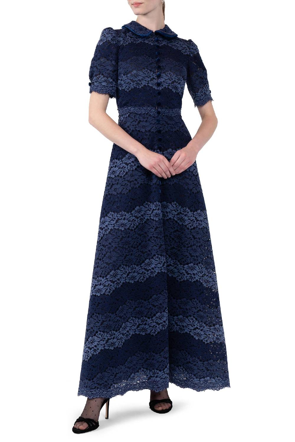 Luisa Beccaria Abito In Pizzo A Righe Con Fascia Fino Al -60%