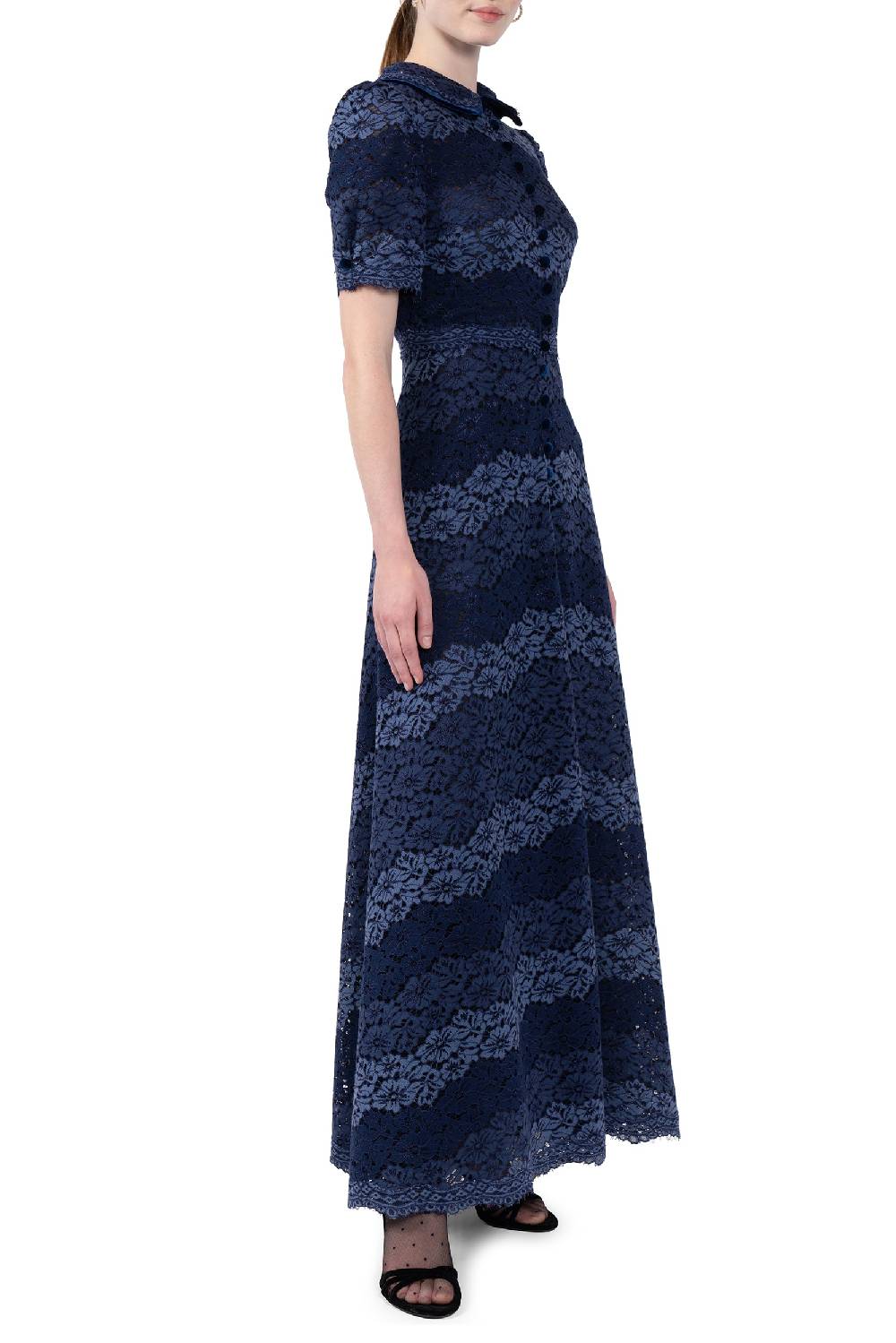 Luisa Beccaria Abito In Pizzo A Righe Con Fascia Fino Al -60%