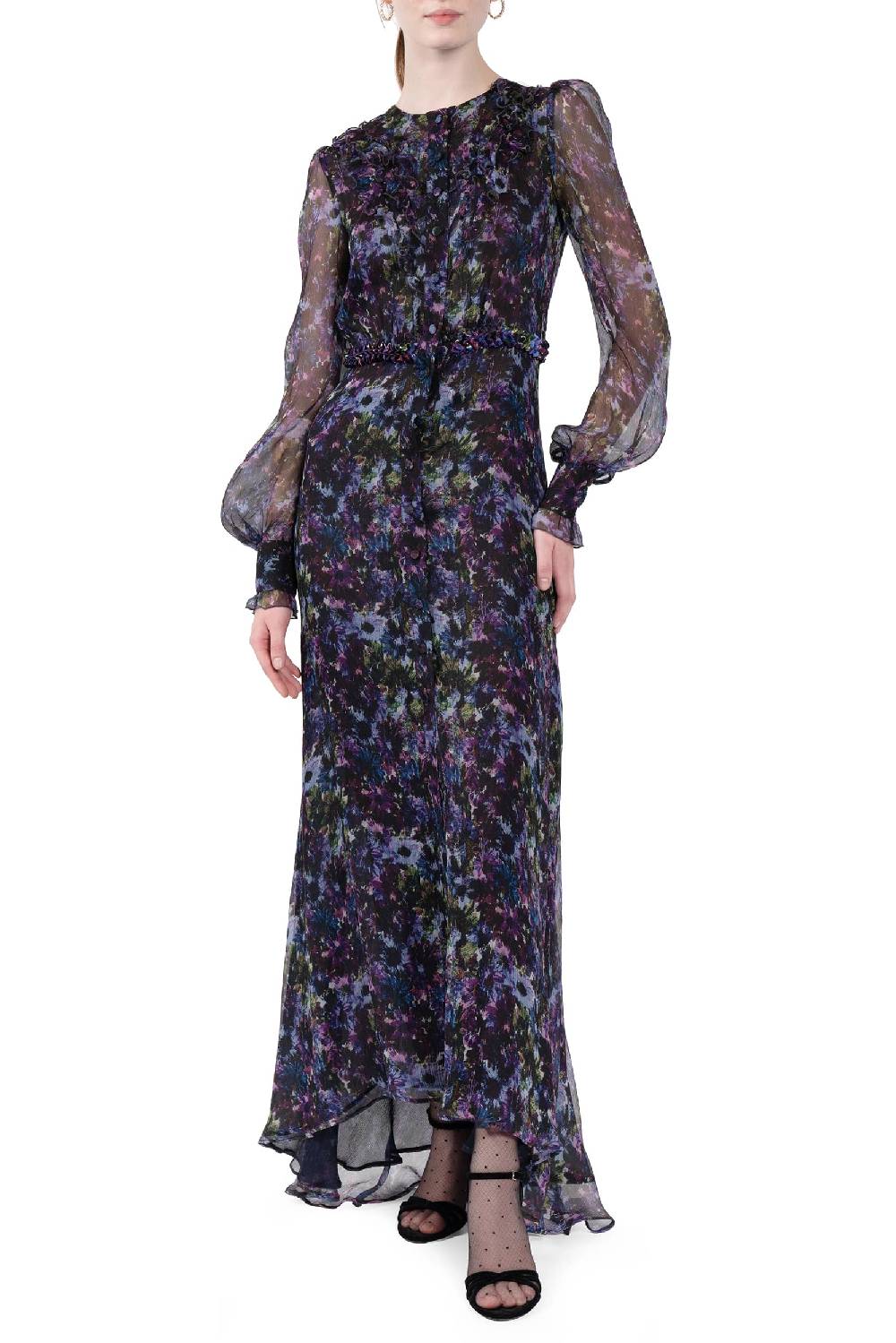 Luisa Beccaria Abito lungo in chiffon fluido Prezzo Ridotto