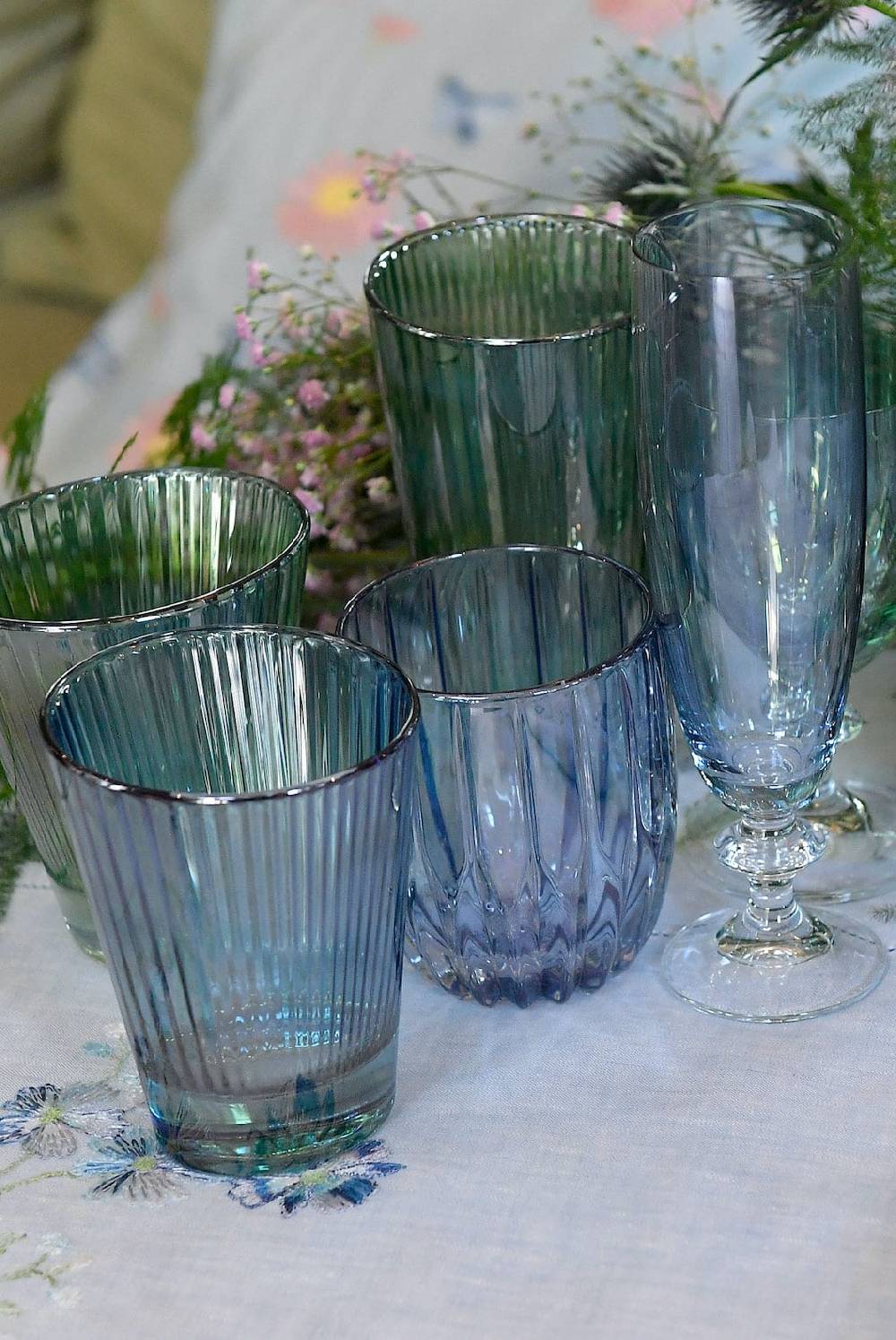 Luisa Beccaria Set Blu Di Due Bicchieri Flauto Roseo Qualità Garantita