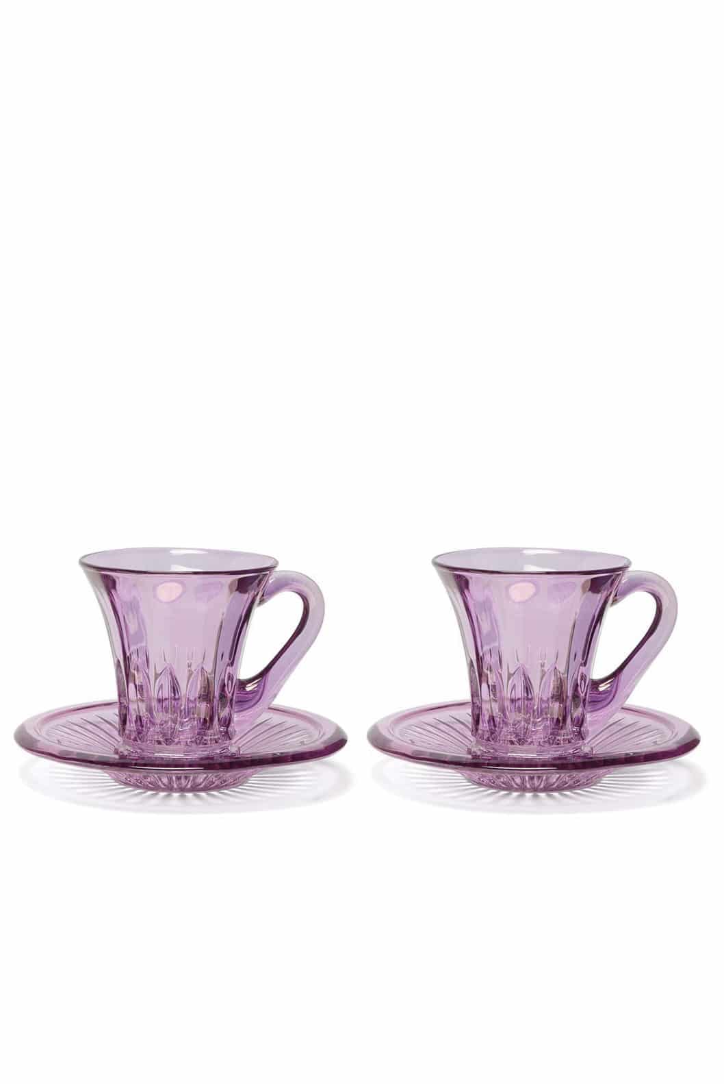Luisa Beccaria Set Di Due Tazzine Da Caffè Trasparenti Prestige Viola Promozione Limitata